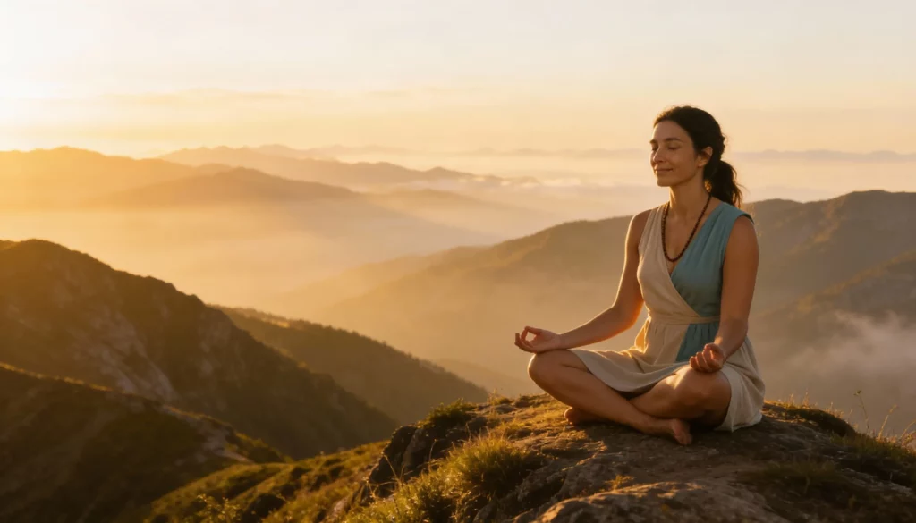 Freepik anima2 person meditating on a mountain ridge at go