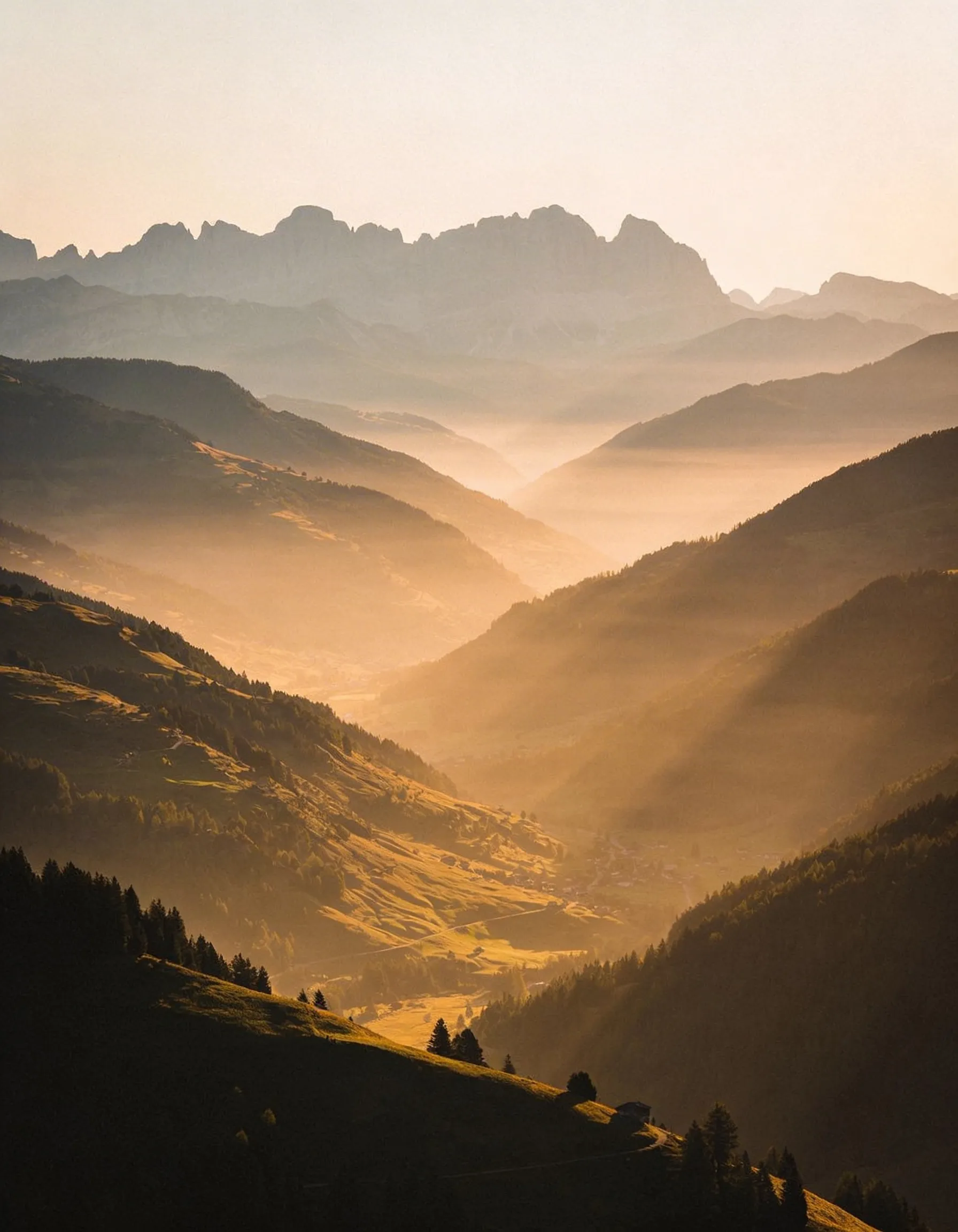 Freepik wide valley mountain panorama in warm golden hour