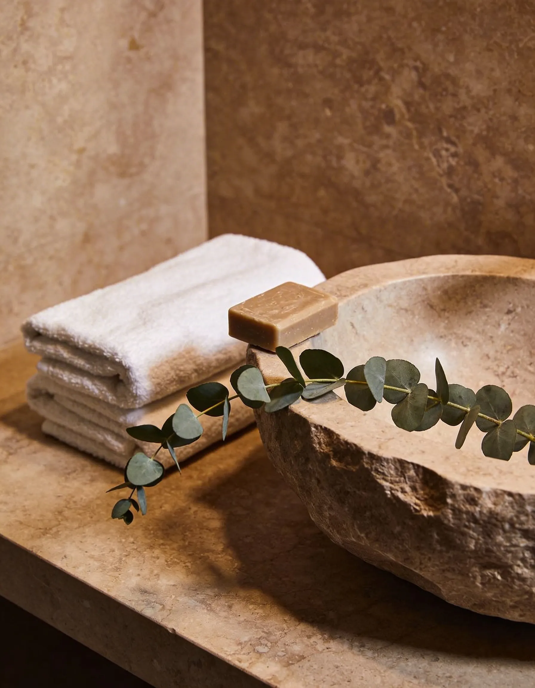 Freepik highend spa bathroom detail stone basin with natur